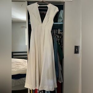 Elegant White V-Neck A-Line Dress open back old school nasty gal